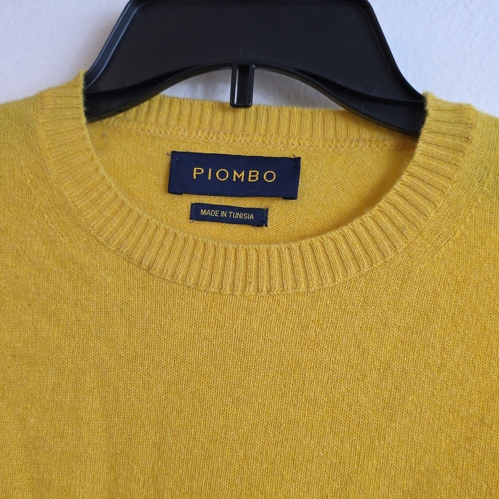 😍 Mens 100% Wool Sweater XXL Mustard Yellow Crewneck Warm Minimalist V bin - Picture 4 of 15